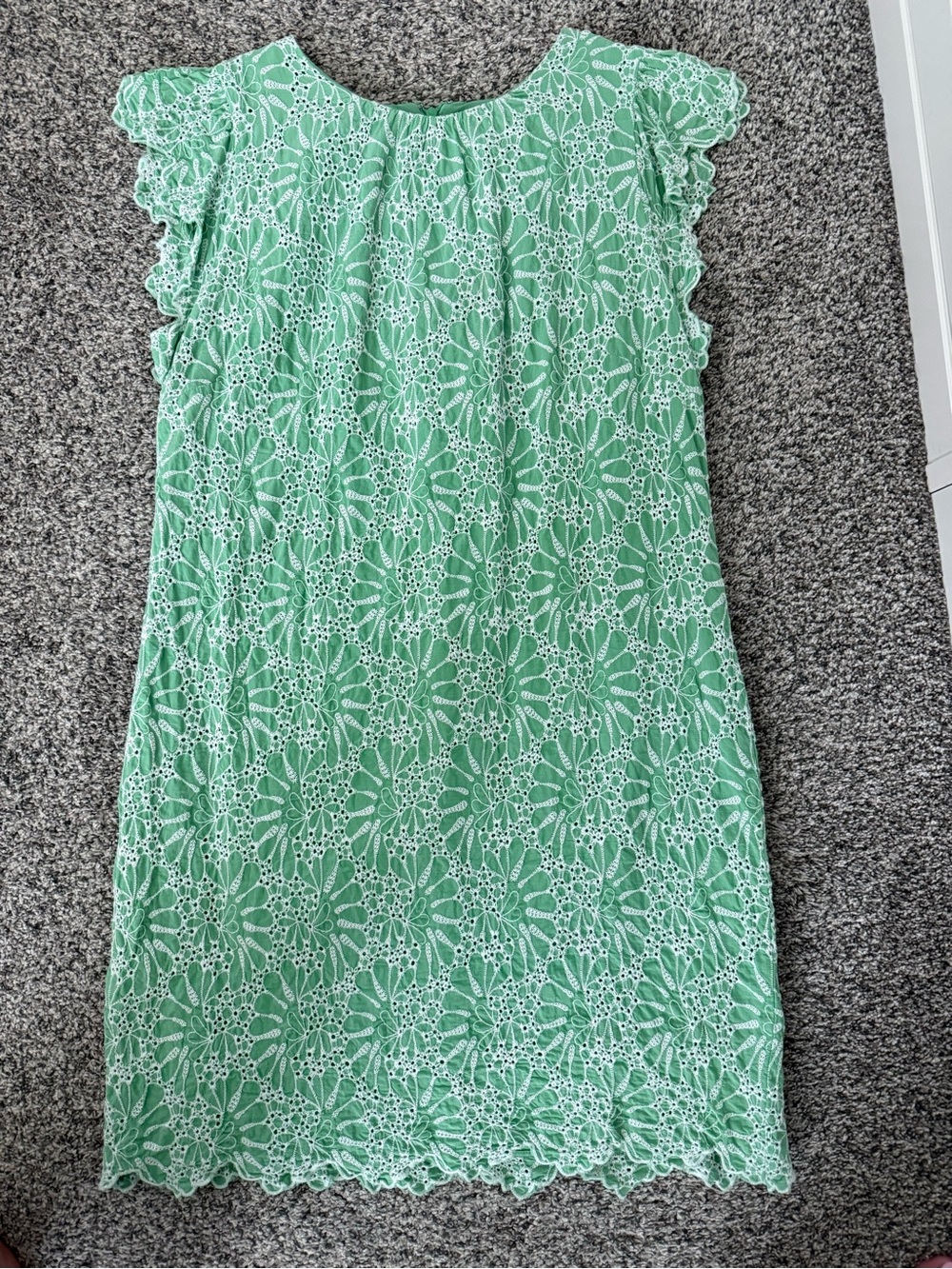 LOFT Green Eyelet Shift Dress
